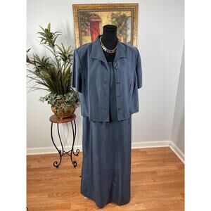 Halmode Plus 2 Piece Set Womens 18W Gray Sleeveless Zip Back Church Wear Modest